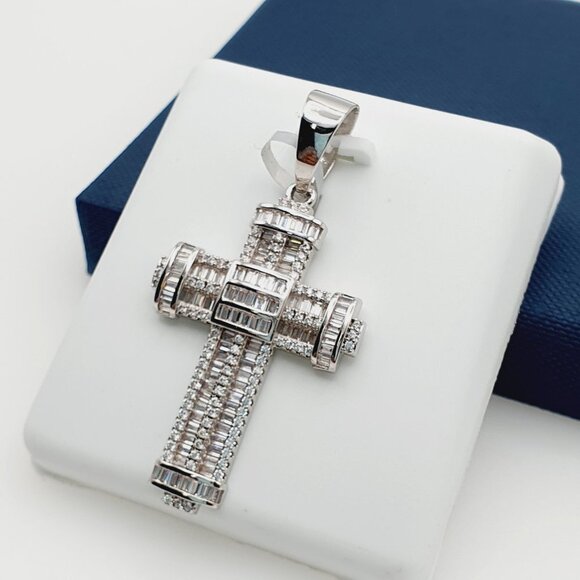 "925 Sterling Silver Plated CZ Pendant, EVBRS607 - Picture 2 of 11